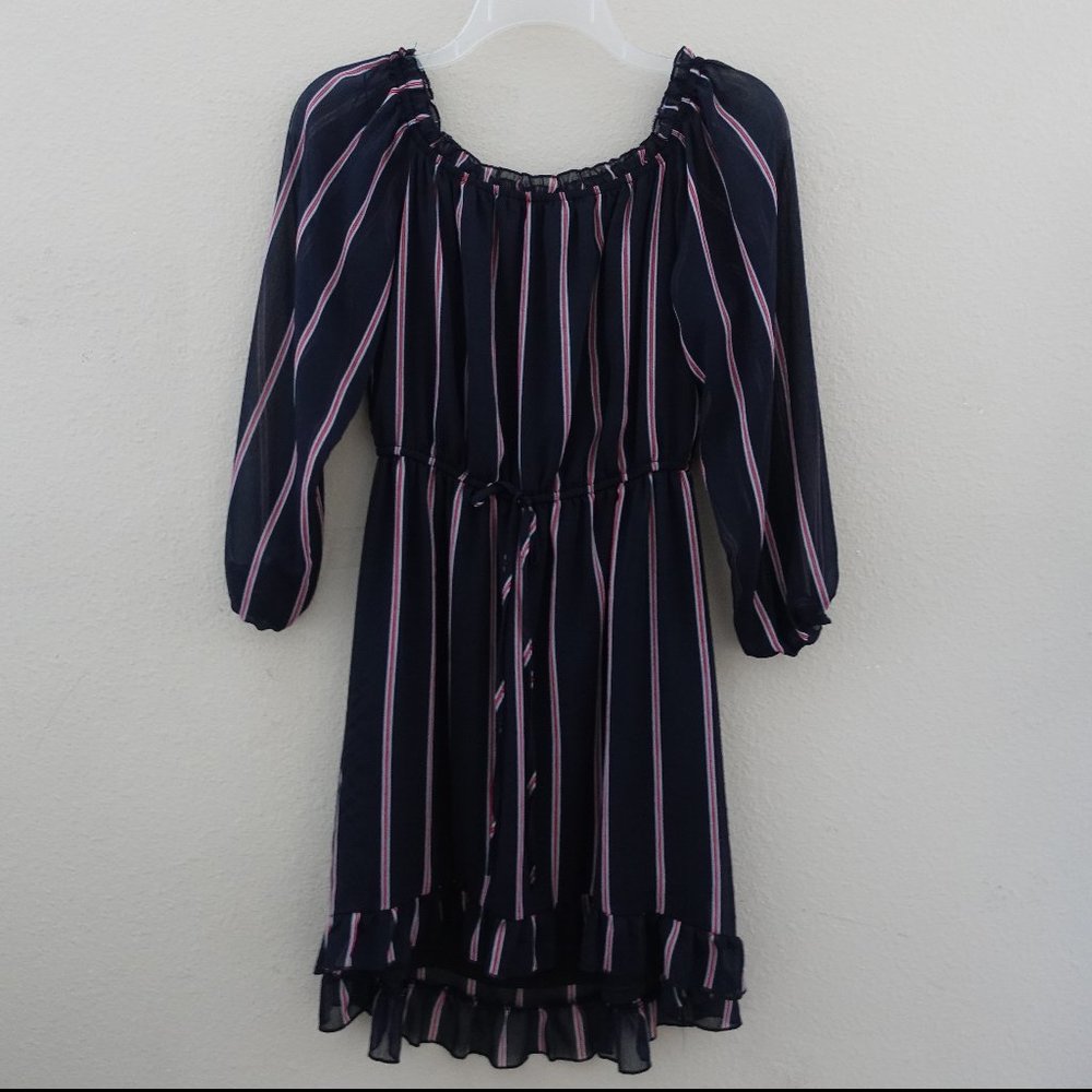Off-Shoulder Stripped Blue Summer Dress